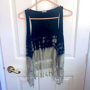 Beige and dark blue Buckle vest size small